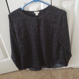 Jcrew button front top navy white specks